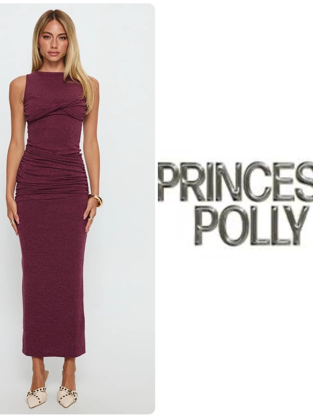 ‼️WOW‼️💕Princess Polly Sleeveless Burgundy Maxi Bodycon Dress‼️
